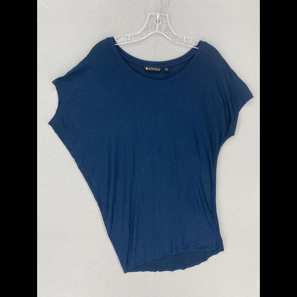Athleta Dress Size Small Blue T-Shirt Short Sleeve Asymmetrical Knee Length